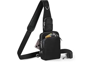 Tibroni Anti Theft Crossbody Bag Chest Bag Men Women Waterproof Small Handbag Zipper RFID Blocking, Black, S, Simplicity