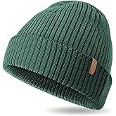 100% Merino Wool Rib Knit Beanie for Men Women, Cuffed Winter Hat, Soft Warm Lightweight Unisex Cold Weather Gift