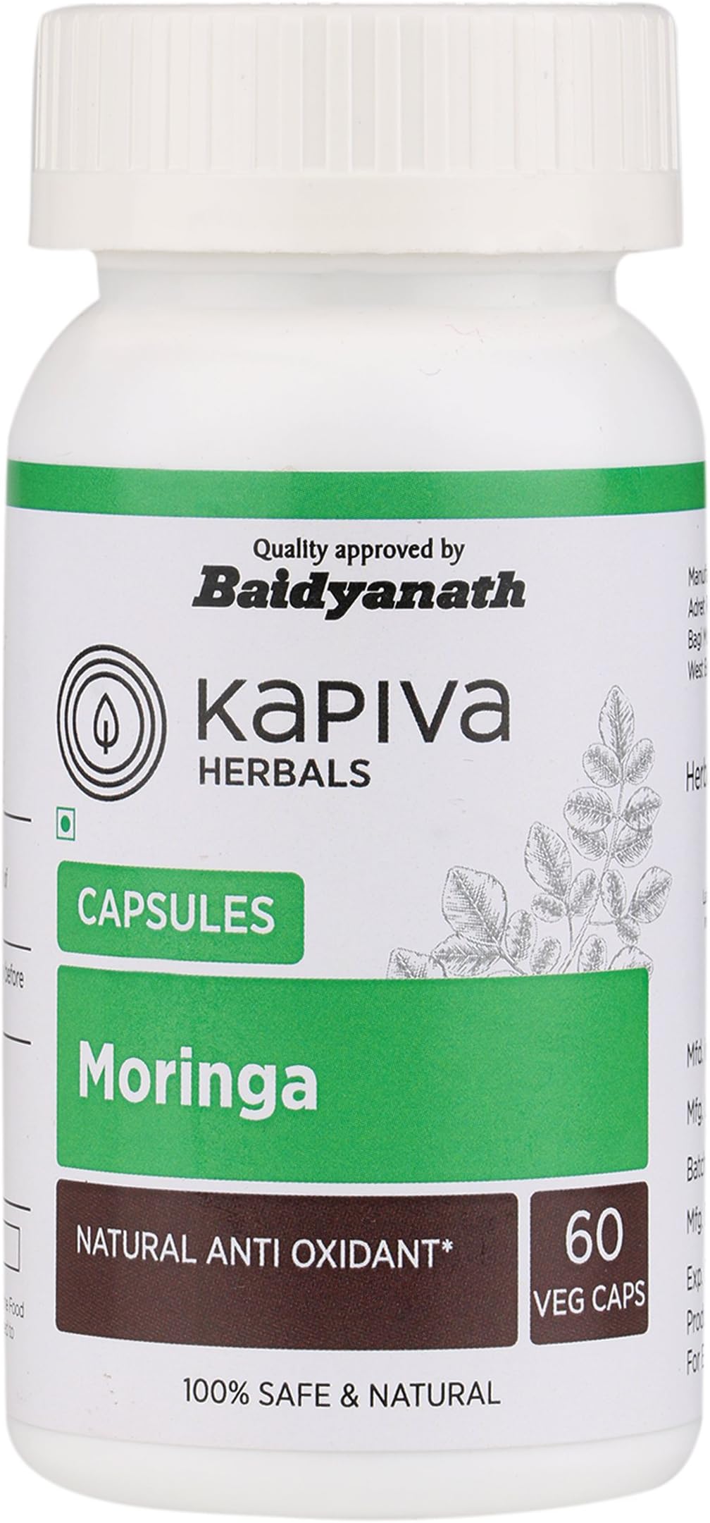 Moringa Oleifera 60 Veggie Capsules 500 mg Supplement Very Nutritious for Lowering Blood Sugar Level & Supports Brain Health