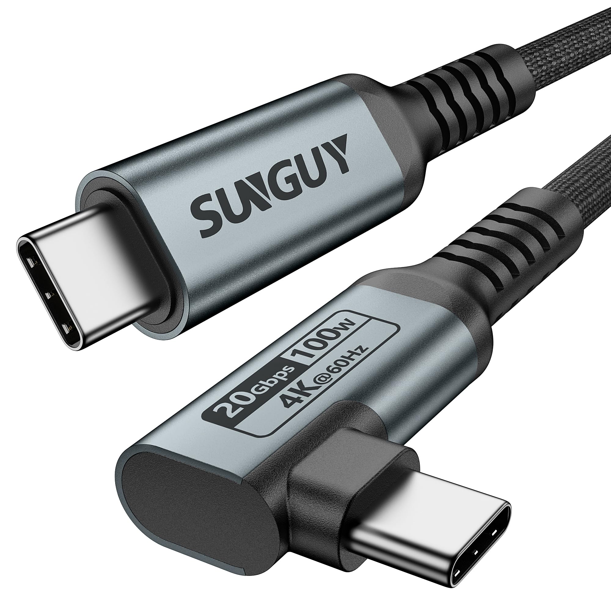 Photo 1 of SUNGUY 20Gbps USB C Data Cable 3FT, 100W Right Angle USB-C 3.2 Gen 2, 4K 60Hz USBC to USBC Monitor/Video/Display Output Cord for iPhone 16 15 Pro Max, MacBook, Galaxy S24/S23, External SSD