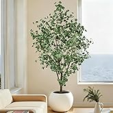 Artificial Eucalyptus Tree 7ft, Faux Floor Plant Large Fake Silk Trees with Pot for Home Office Living Room Bedroom Indoor Outdoor Decor(7feet Tall)