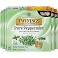 Twinings Pure Peppermint Herbal Tea Individually Wrapped Bags, 50 Count (Pack of 6), Fresh Minty Flavour, Naturally Caffeine-Free, Enjoy Hot or Iced | Packaging May Vary