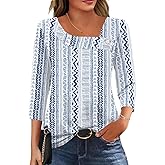 LOMON Womens 3/4 Length Sleeve T Shirts Asymmetrical Neck Tops Business Blouses for Women Fashion 2026