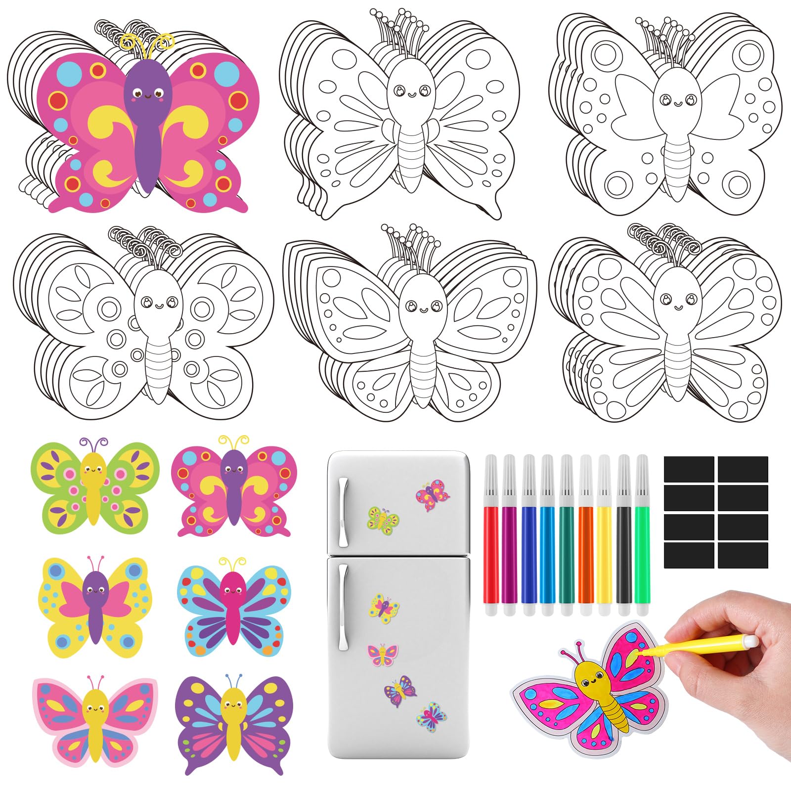 Gemscream 30 Sets Spring Butterfly Crafts for Kids Color Your Own ...