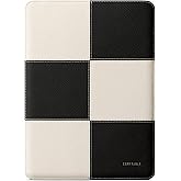 Comfyable Laptop Sleeve 13 Inch Precisely Compatible with MacBook Air M4 M3 2025 & MacBook Pro M2 M1 2022, Genuine Leather Protective Case Cover, Black & Cream