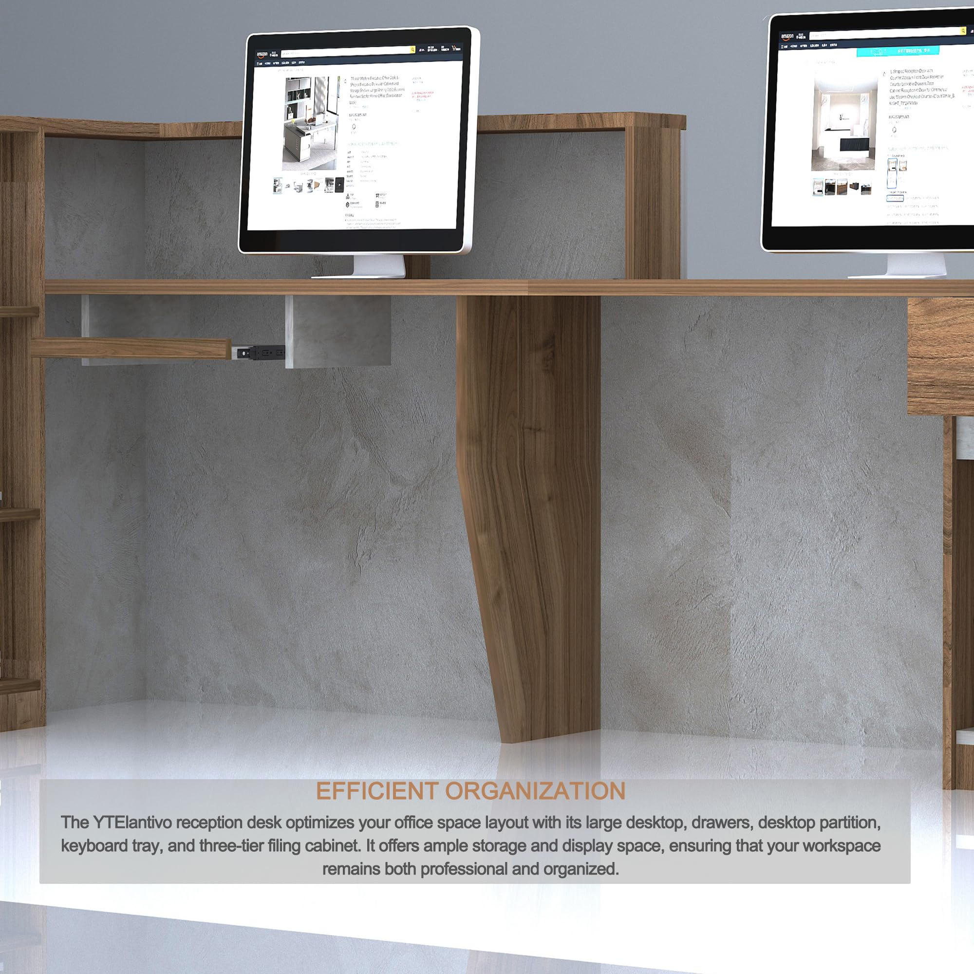 YTElantivo L-Shaped Reception Desk with Counter and