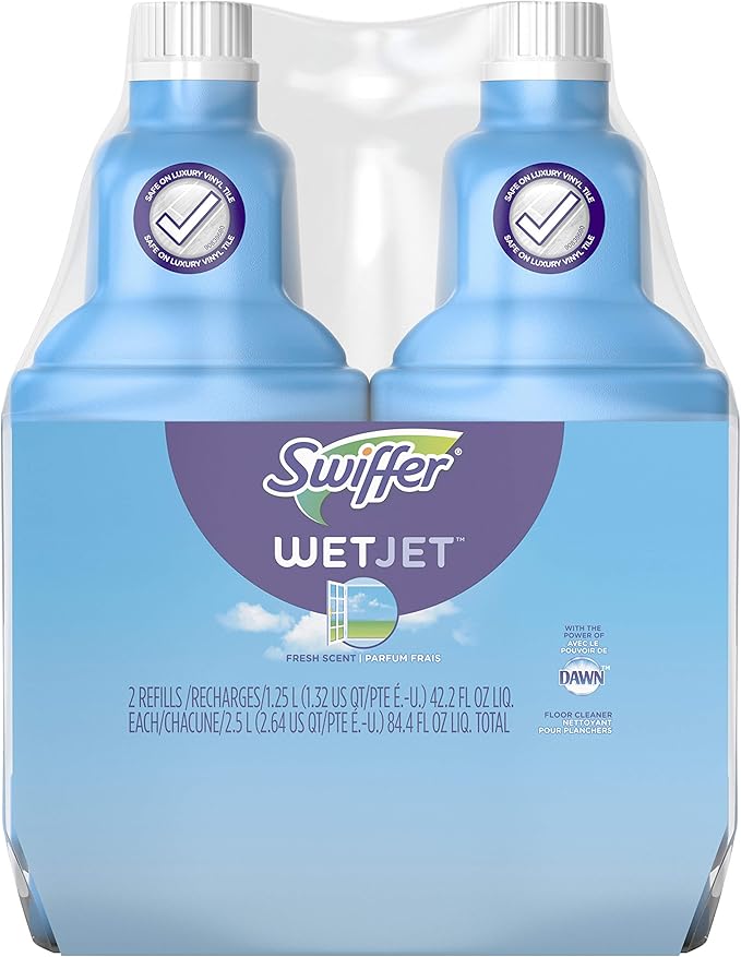 Amazon Com Swiffer Wetjet Hardwood Floor Mopping And Cleaning Solution Refills All Purpose Cleaning Product Open Window Fresh Scent 1 25 Liter 2 Pack Packaging May Vary Health Personal Care