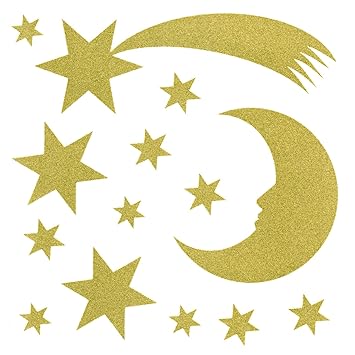 Dpr Fensterbild Set 12 Tlg Gold Sterne Mond Komet Fenstersticker Weihnachtsdeko Fensterdeko Weihnachten