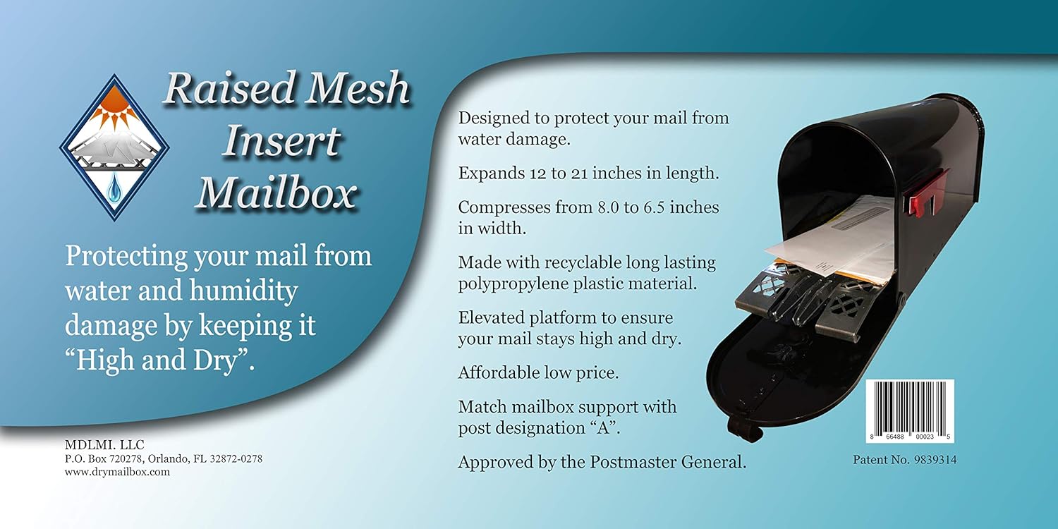 Post Top Black Galvanized Dry Mailbox with Plastic Mesh Insert to Keep