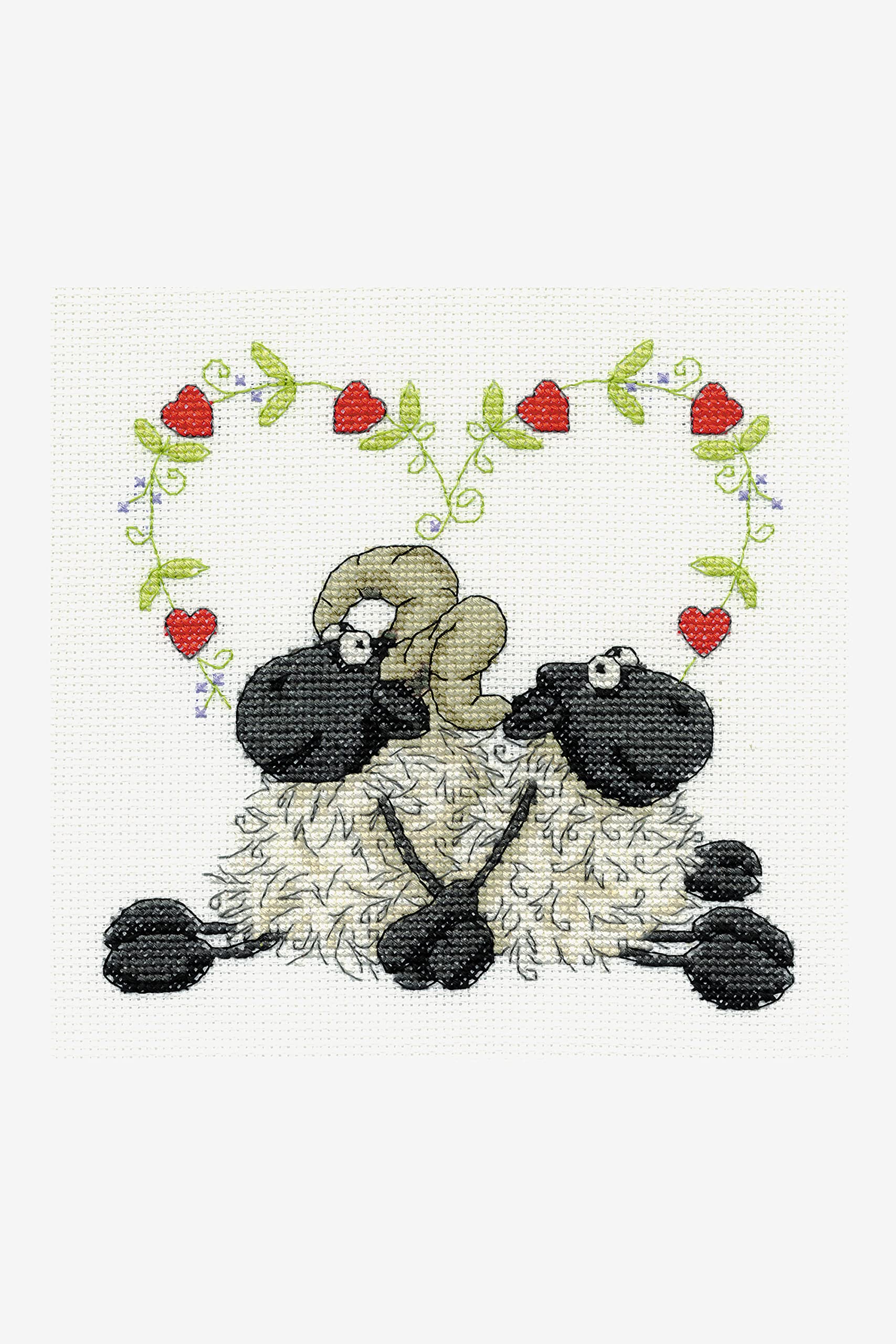 DMC Love You Too Cross Stitch Kit, Includes Stranded Cotton, 14ct Aida Fabric, Needle, Chart and Instructions