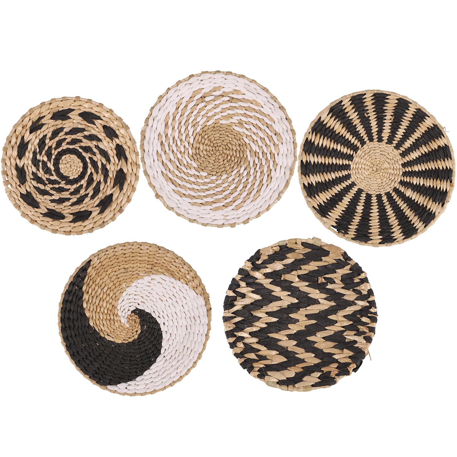 5pcs Boho Woven Wall Baskets - Natural Decorative Bowls for Living/bedroom Farmhouse & Rustic Decor Serving Tray Art