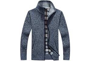 XinYangNi Men's Sweaters Full Zip Slim Thick Knitted Cardigan Sweaters Jacket with Pockets