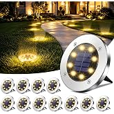 OULONGER Solar Lights Outdoor Waterproof, 12 Pack Solar Ground Lights with Large Capacity Battery, High Efficiency Solar Powe