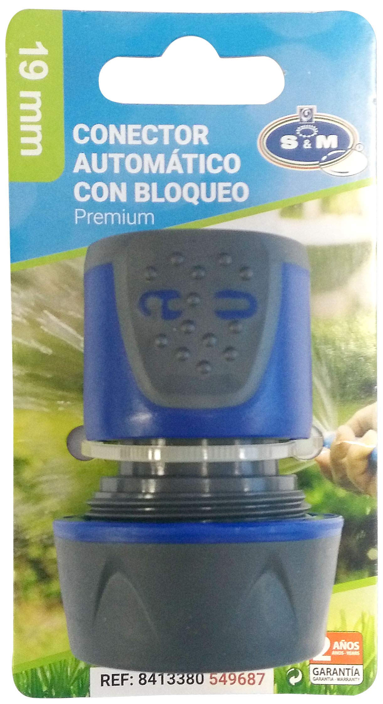 S&M Automatic Connector with Lock 19 mm Premium Black and Cobalt Blue