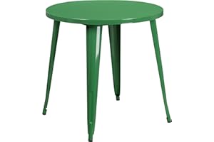Flash Furniture Jeffrey Commercial Grade 30" Round Green Metal Indoor-Outdoor Table