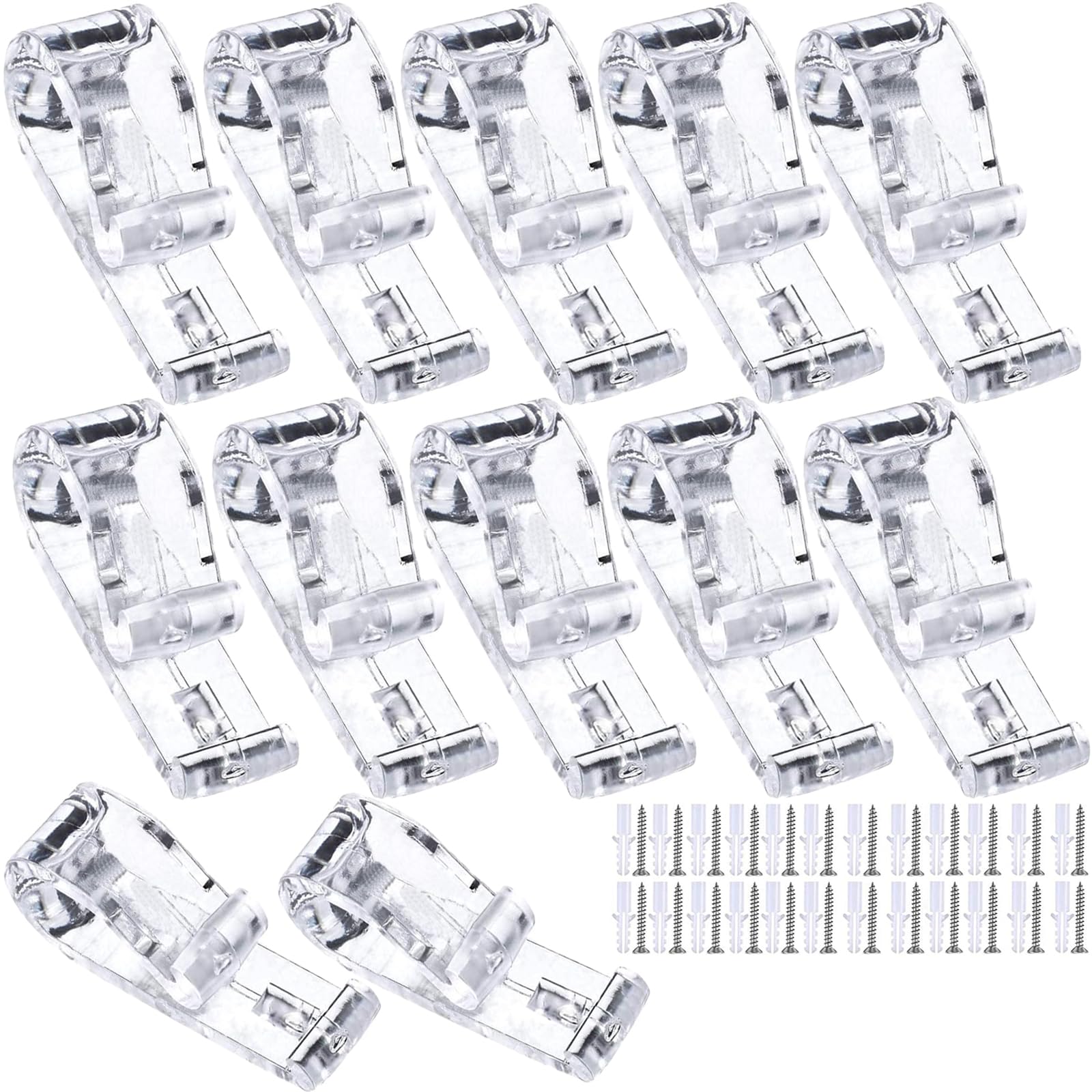 12PCS Roman Blind Clips, Blind Cord Safety Device, Roller Blind Chain Connectors, Clip on Blinds Cord Management Solution, White Plastic P Clips for Roman and Roller Blinds Installation