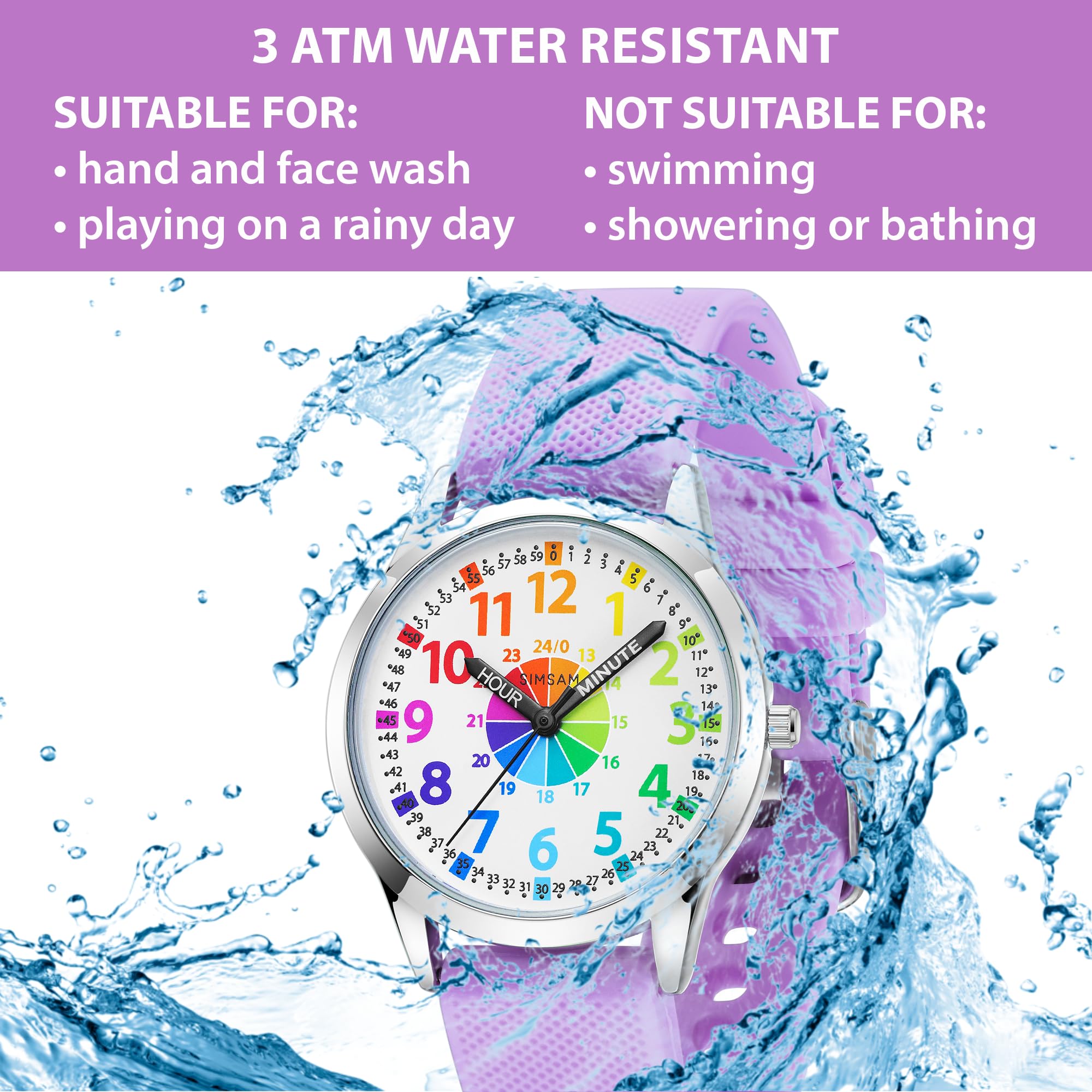 Kids Analog Watch, Learning Watch for Kids 8-12, Waterproof Time Teacher Watches for Boys Ages 5-7 6-8, Easy to Read Educational Girls Watches Ages 8-12, Great Gift Boys Girls Year 4-12 Old Waterproof