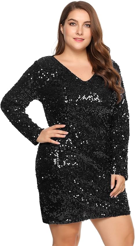 plus size black sequin dress