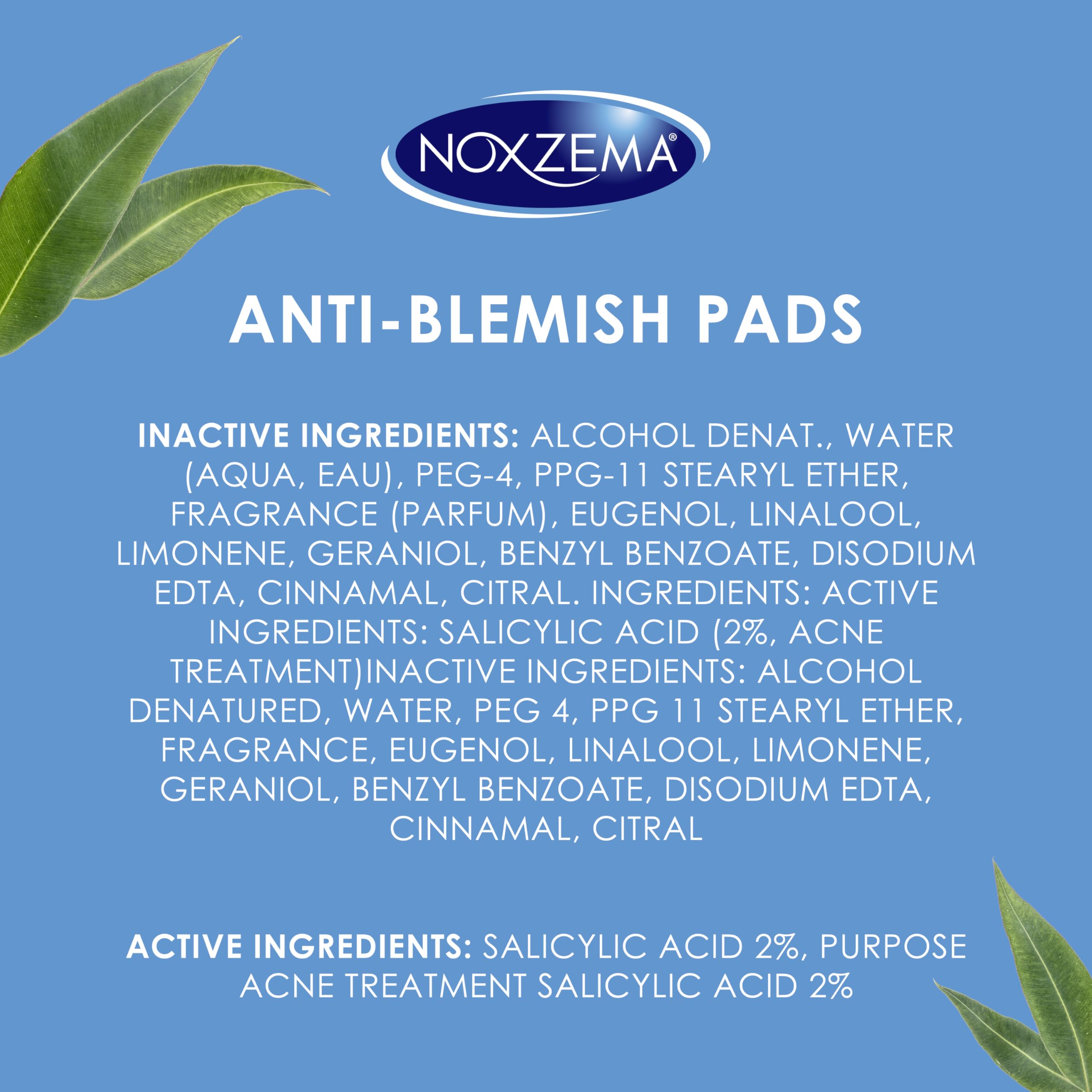 Noxzema Ultimate Clear Face Pads Clears & Prevents Acne Anti-Blemish Made with Over 60% Alcohol 90 Count