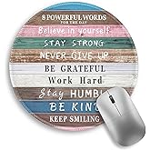 lebrocoli Inspirational Quote Work Mouse Pad, Positive Small Round Mousepad | Mini Travel Wireless Mice Pad for Computer, Office Accessories, Coworker Gifts, 8.6 x 8.6 inch