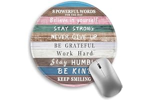 LEBROCOLI Inspirational Quote Work Mouse Pad, Positive Desk Small Round Mouse Pads, Mini Travel Mousepad for Wireless Computer Laptop, Office Desk Accessories, 8.6 x 8.6 inch