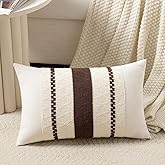Fancy Homi Set of 1 Boho Brown Lumbar Decorative Throw Pillow Cover 12x20 Inch for Couch Bed Sofa Chair, Modern Organic Farmhouse Home Decor, Soft Cotton Cute Accent Rectangle Cushion Case
