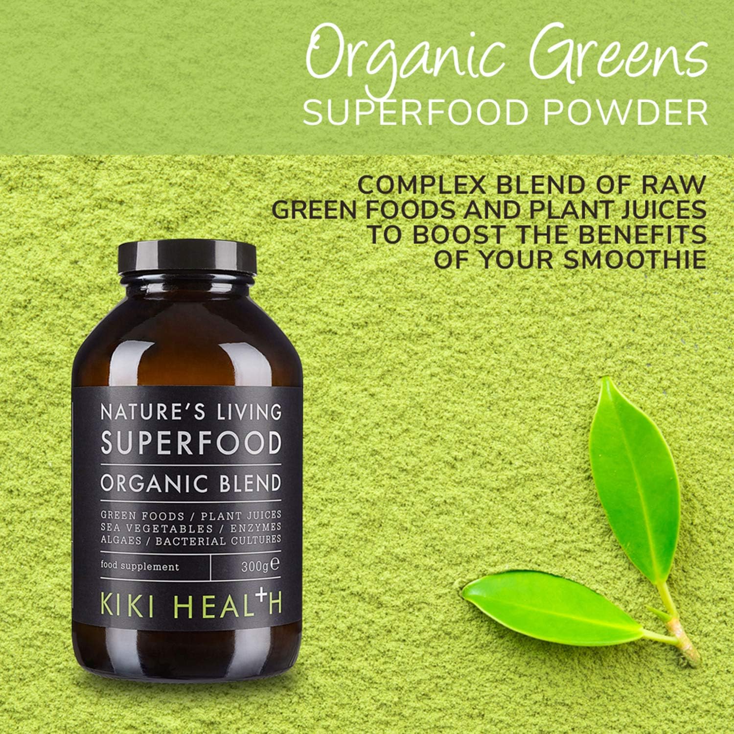 KIKI Health Organic Nature's Living Superfood Powder, Green, 300 g (Pack of 1) - Image 4