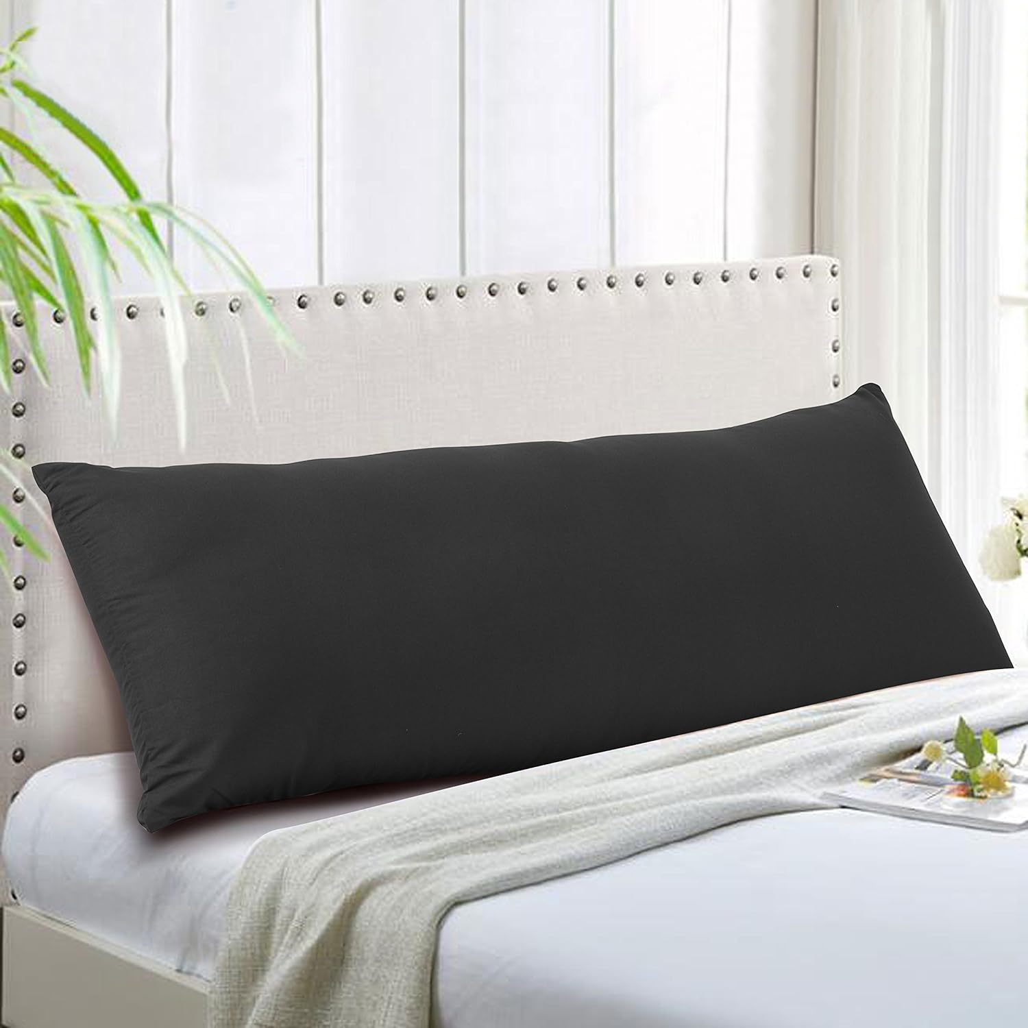 EVOLIVE Ultra Soft Microfiber Body Pillow Cover/Pillowcases 21"x54" with Hidden Zipper Closure (Black, Body Pillow Cover 21"x54"): Home & Kitchen