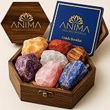 Anima Premium 7 Chakra Healing Crystals Set with Wooden Box & Guidebook view 1