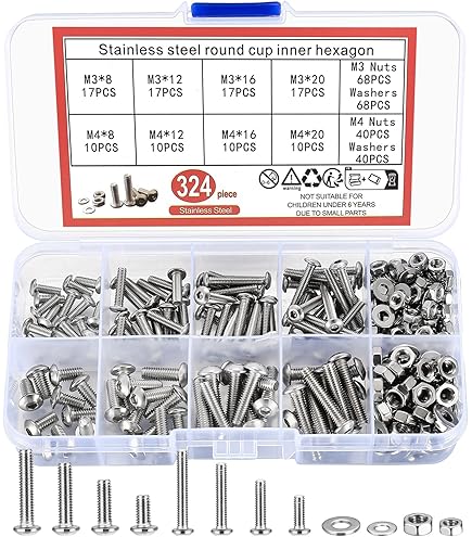 1108PCS Metric Screw Assortment Kit, M3 M4 M5 M6 M6, Black