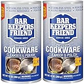 Bar Keepers Friend Cookware Cleanser &amp; Polish (2 x 12 oz) Stainless Steel Cleaner &amp; Degreaser for Pots, Pans, Bakeware &amp; Grills - Removes Sticky Residue, Rust Stains &amp; Lime Deposits