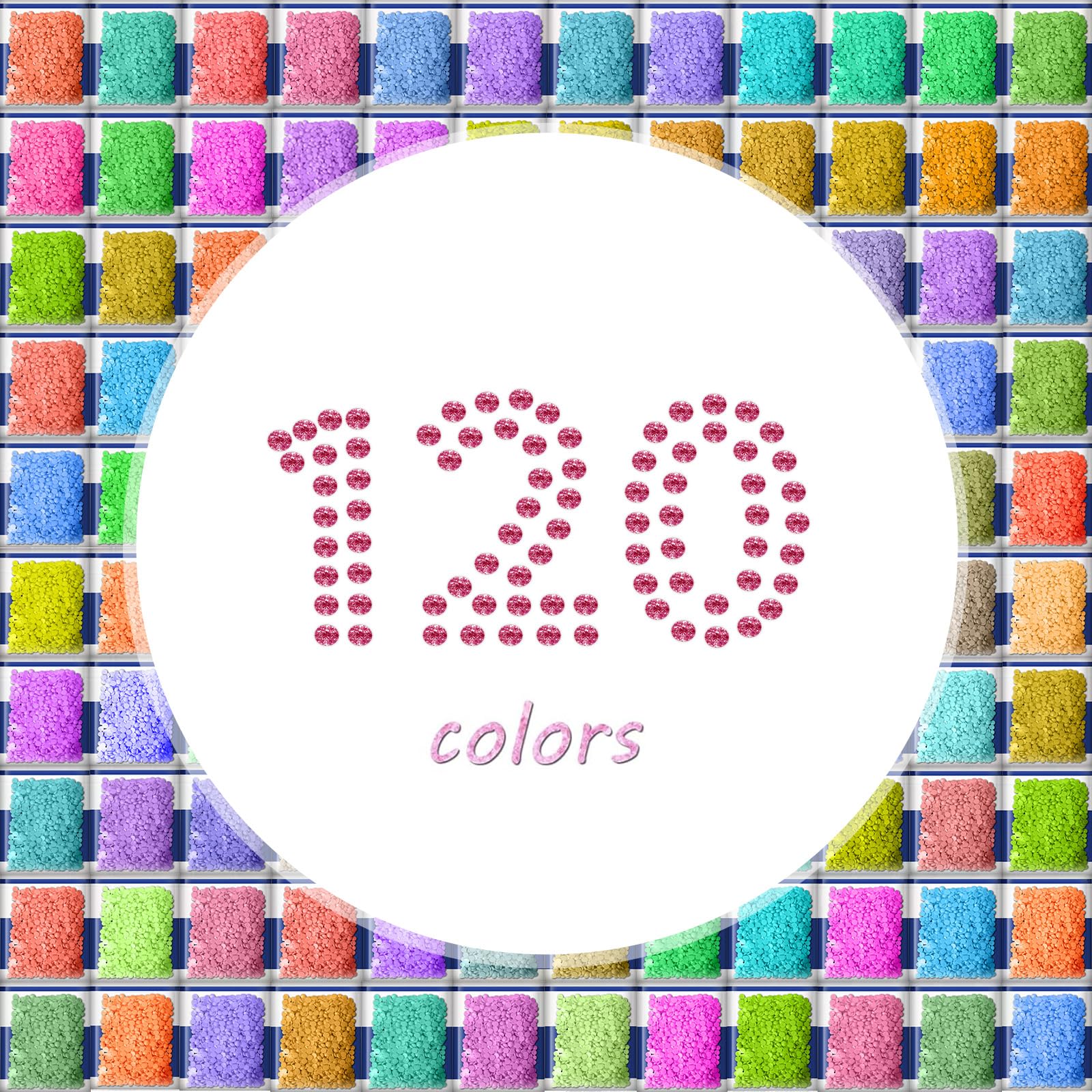 Photo 1 of ZORETCO 60000 Pcs 120 Colors Diamond Art Painting Beads, 5D Diamond Painting Accessories, Round Diamond Painting Drills Diamonds Flat Bottom Rhinestones for Bead Art Gem Art Craft