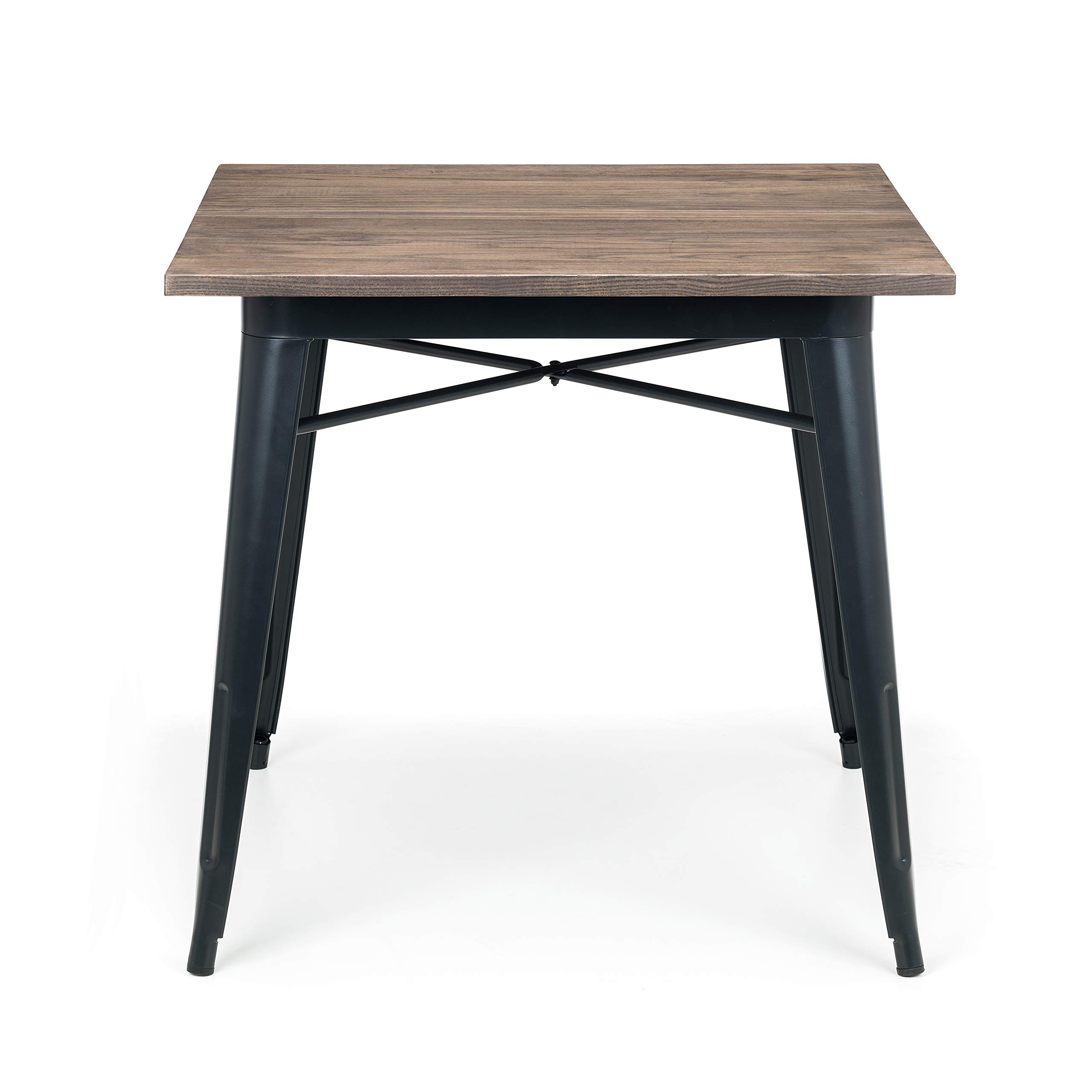 Julian Bowen Grafton Square Dining Table - Mocha Elm/Black - Industrial and Modern Design