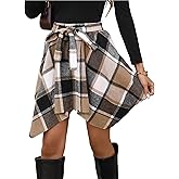 ZAFUL Women Plaid Print Short A-Line Skirt Flare Skirt High Waisted Casual Mini Skirt