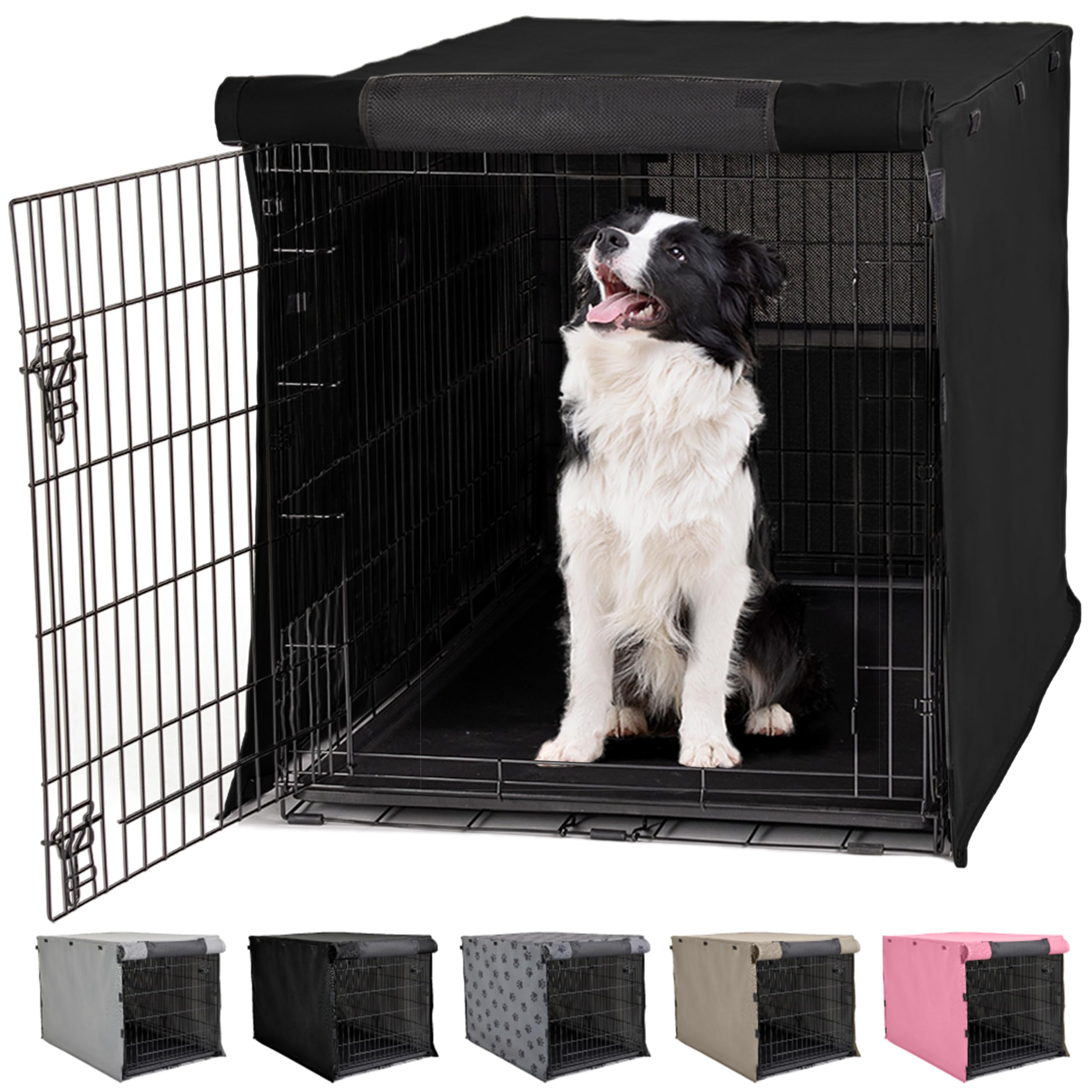 Photo 1 of Gorilla Grip Dog Crate Covers Compatible with Amazon Basics Dog Crates, All Sides Open, Privacy Cover Fits 36" Wire Kennel, Breathable Mesh Windows, Light Reducing Puppy Training Cage Topper, Black