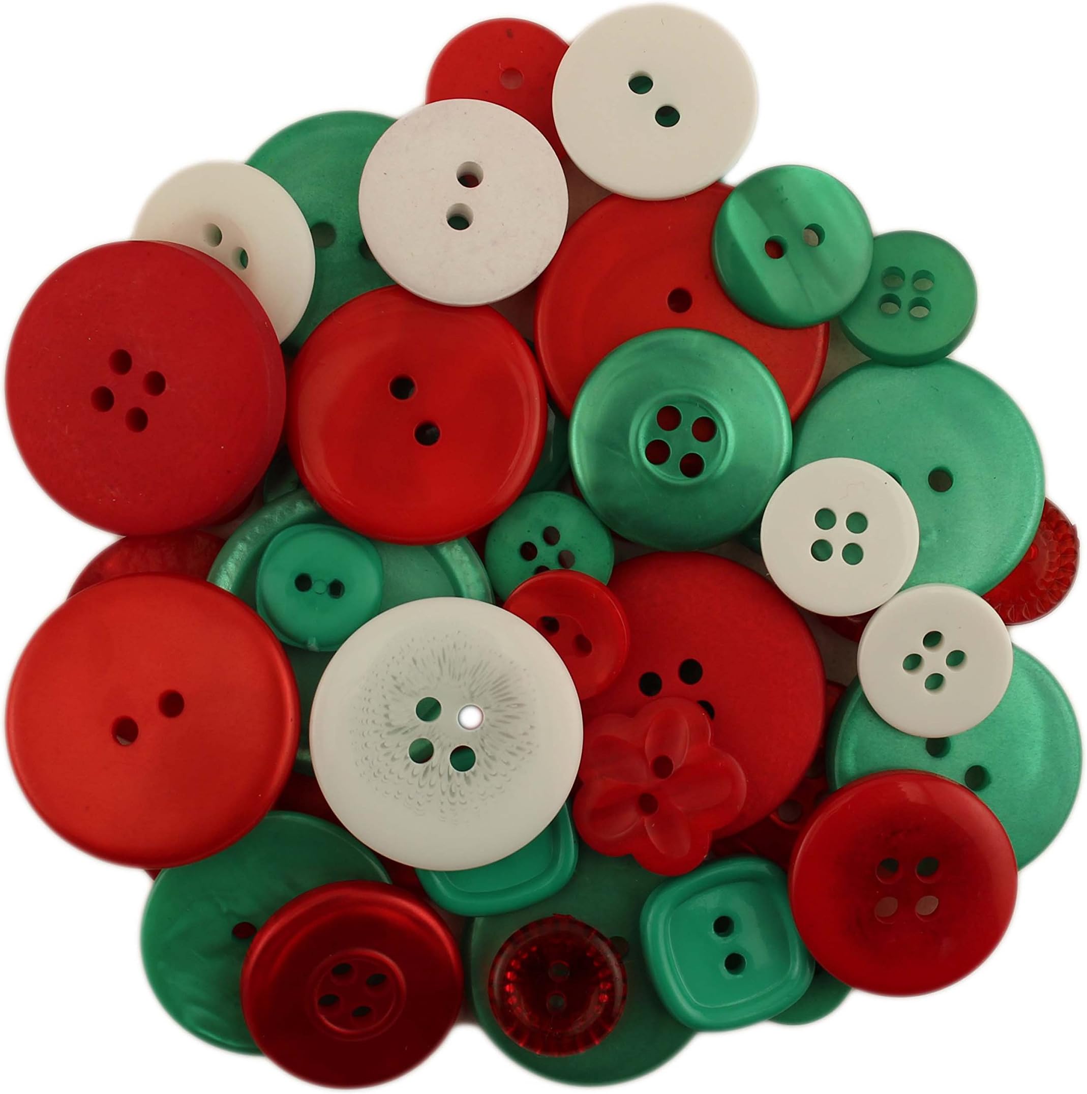 Buttons Galore BIG BAG OF COLORFUL CRAFT & SEWING BUTTONS 5.5 OZ (APPROX 225 PCS) TRADITIONAL CHRISTMAS ASST
