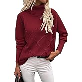 Zeagoo Women's Turtleneck Sweater Fall Winter 2026 Long Sleeve Chunky Knitted Trendy Pullover Tops