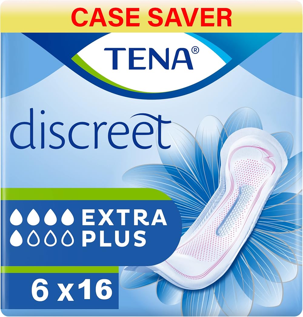 TENA Lady Discreet Extra Plus 96 Pads 16x6 Packs Medium-Heavy Incontinence