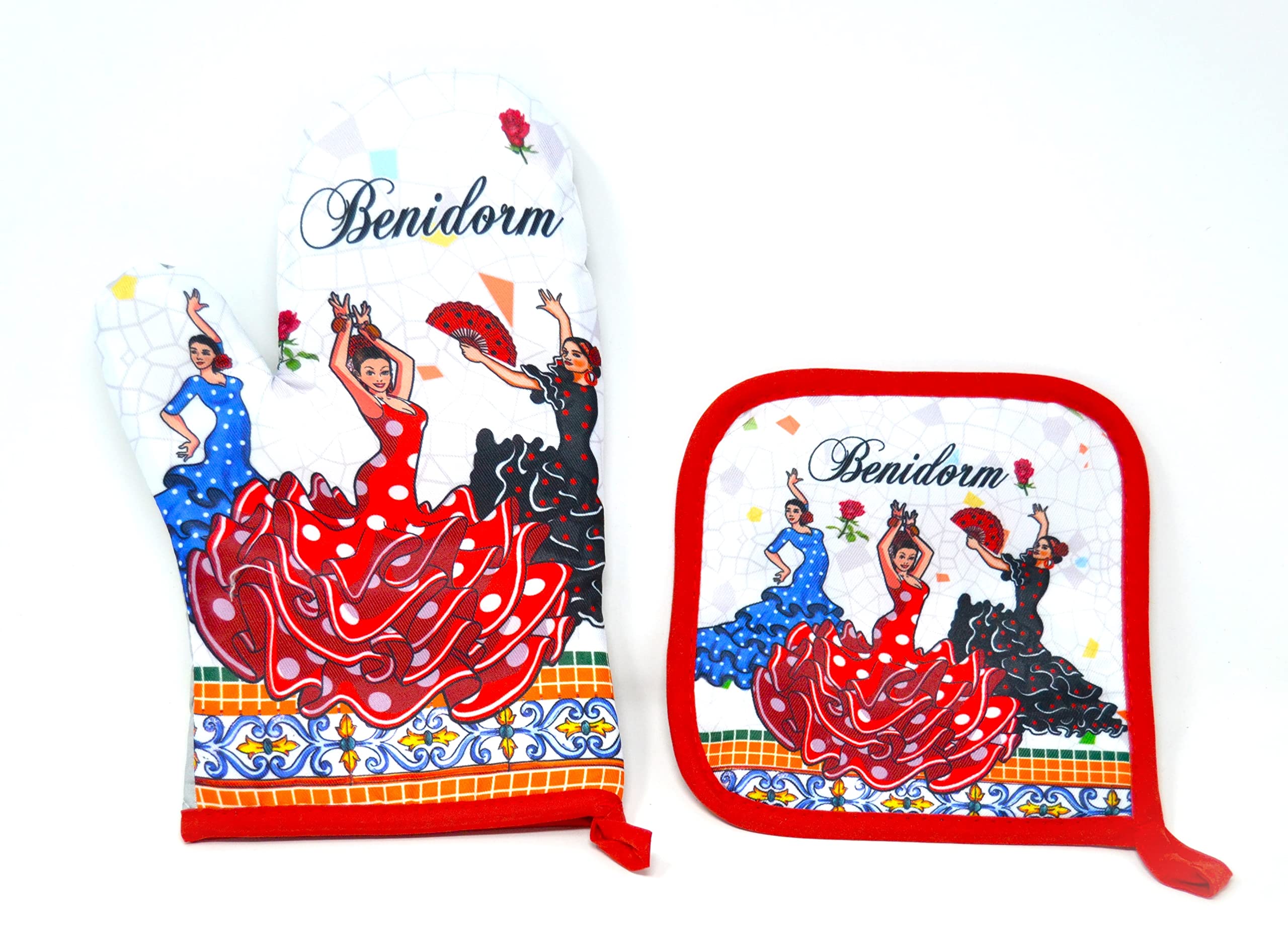 Benidorm Oven Mitt and Pot Holder Kitchen Glove Oven Glove Ballerina Spanish Traditional Batacha