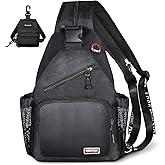 Geestock Large Crossbody Sling Backpack for Men Women, 13.4" Convertible Sling Bag with Headphone Hole Fit 10.9" Tablet, Lightweight Casual Mini Backpack Purse for Travel, Hiking & Commute, Black