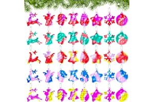 40Pcs Christmas Mini Pop Keychain Fidget Toys, Plush Pop Fidget Keychain Toys, Bubble Keychains Pop Bulk Keychains Stress Rel
