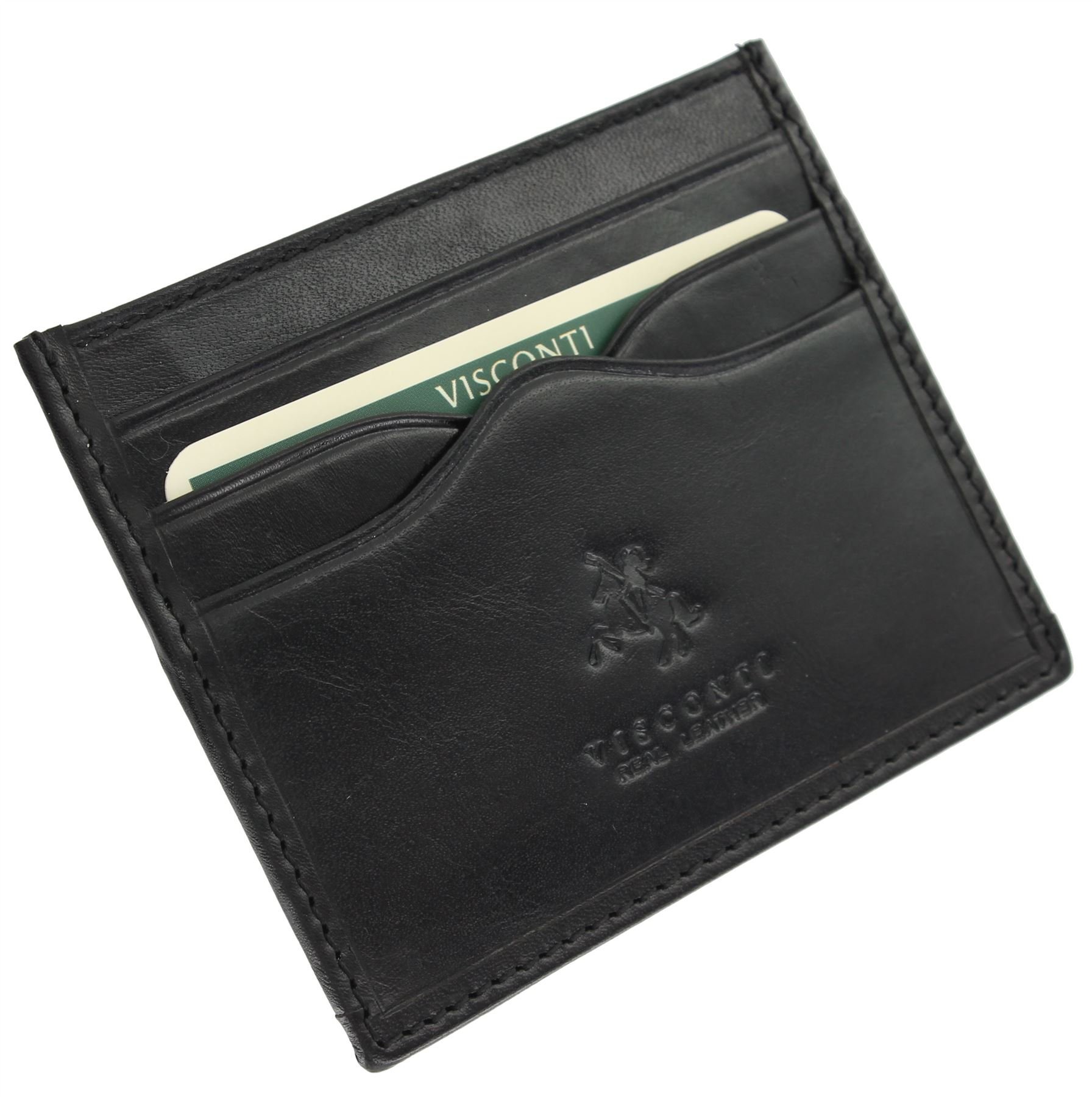VISCONTI Monza Collection Slim Leather Pompeii Credit Card Holder MZ1 Black