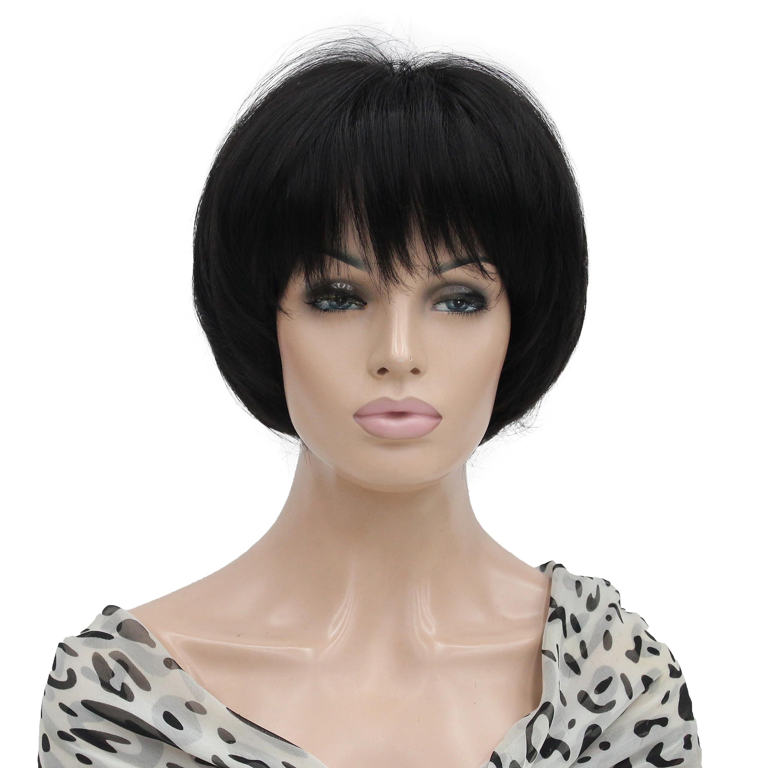 Lydell 8-10" Short Layered Shaggy Heat Resistant Synthetic Wigs Darkest Brown