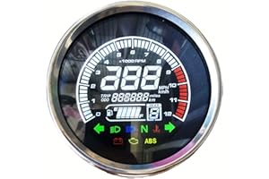 BLUERICE Real Color Digital Motorcycle Speedometer LED Universal Speedometer Odometer Gauge Water Temperature Gauge 299 Kph Mph with Bracket for Carburetor Motorcycle