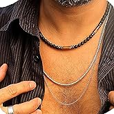 Liliya Jewelry Men’s Tiger Eye & Black Onyx Necklace - 18.5 Inch Short Gemstone Beaded Mala - Natural Protection & Confidence Gift for Him - Tribal Boho Style