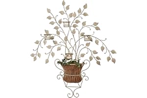 Touch of Class Tuscan Leaves Metal Wrought Iron Candle Holder - Wall Decor - Sconce Candelabra - Tea Light Illumination - Hanging Votive - Indoor, Outdoor