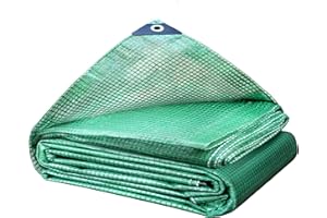 STARPYNG 10 mil Clear Waterproof Cover for UV Resistance,Greenhouse tarp Heavy Duty Waterproof, Large tarp with Grommet, for Canopies, Tent Frames, Yard and Outdoor Activities (8'X10', Clear/Green)