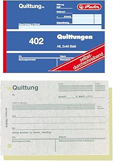 Herlitz 7876147 Quittungsblock A6 402 2x40 Blatt, 4er Packung, selbstdurchschreibend