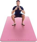 Karma Fitness Large Exercise Mat 183x80x10mm Pink with Carry Straps