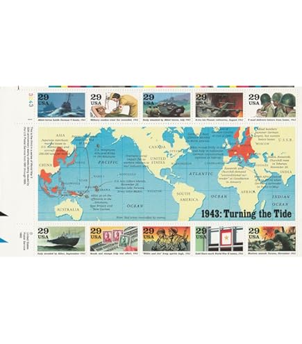 WWII 1944 Road To Victory Stamps - Set Of 10 29-cent US Postage Stamps, Scott #2838 Plate Block